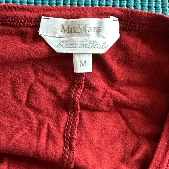 MaxMara Cranberry Red Short Sleeve French Seam T-Shirt Medium - Picture 7 of 10